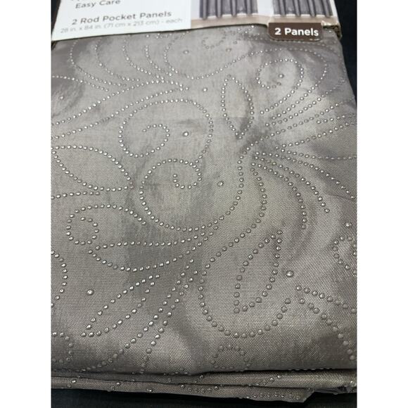 NIP (2 Panel) Comfort Bay Minka Faux silk W Metallic Accents Dec Curtains 84” - Picture 3 of 5